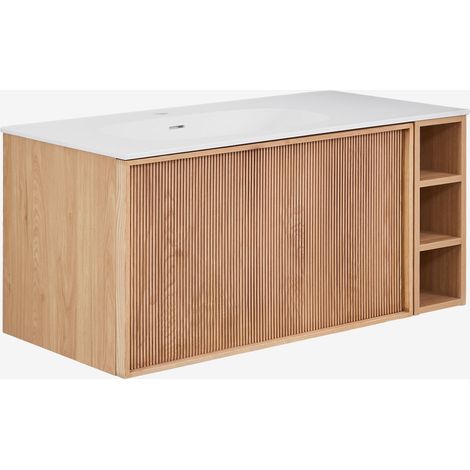 SKLUM Hängendes Badezimmermöbel-Set 100x50 cm aus Holz mit integriertem Waschbecken Endika                                   