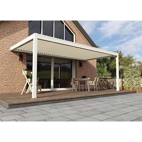 Pergola Bioclimatique Adossée Motorisée Aluminium 6x3 Blanc O ORIAL France (1/5)