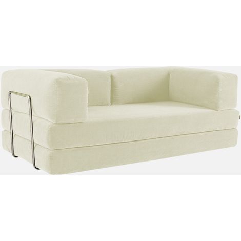 Sofá cama al vacío futón plegable pana y estructura cromada, 2-3 plazas (1/5)