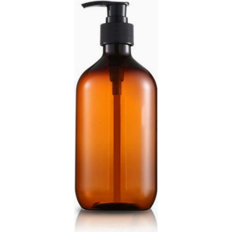 Distributeur de savon 2 pièces 500 ml, flacon pompe vide rechargeable, bouteilles en plastique vides pour savon, shampoing, gel douche – Marron (1/3)