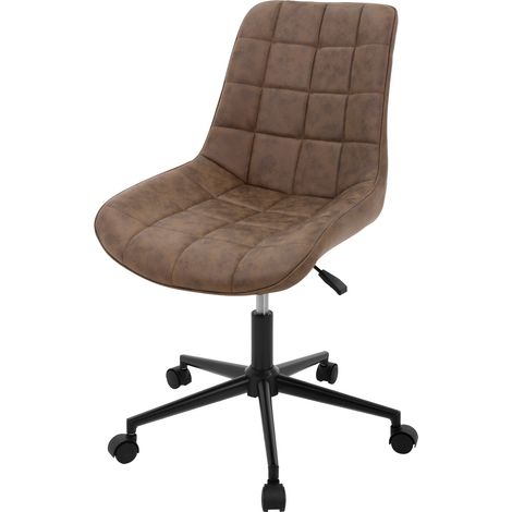 ML-Design Bürostuhl, Braun, Kunstleder Sitzfläche, Metallgestell, Polsterstuhl mit Rückenlehne, höhenverstellbar, 360° Drehstuhl mit 5 Rollen, Ergonomischer Schreibtischstuhl für Home Office/Büro