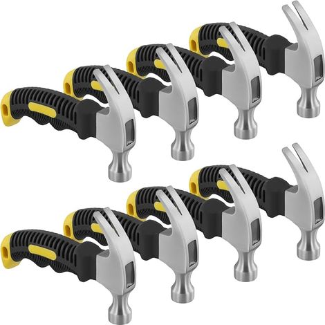 Lot de 8 petits marteaux de charpentier de 15,3 cm avec poignée en TPR pour réparation, bricolage, travail du bois (1/5)