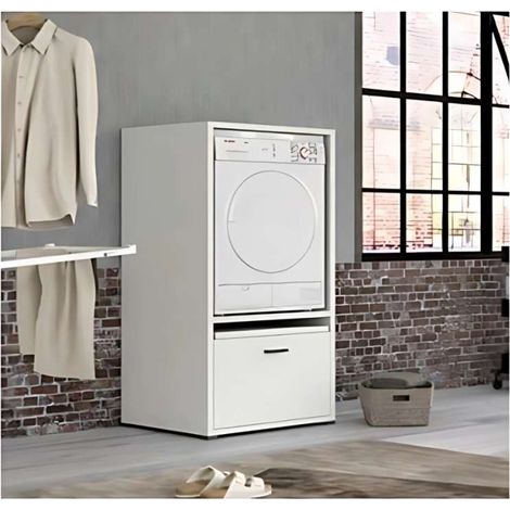 CTF Mobile Lavanderia Bianco con Cassettone e Ripiano 70x64x146 cm