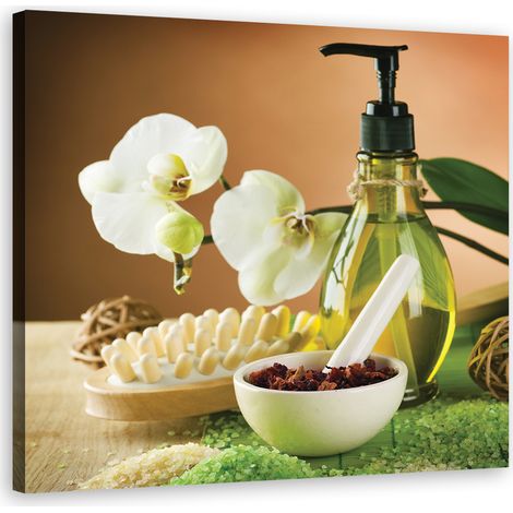 Tableau sur toile Orchidée blanche Spa Zen 30x30 (1/5)