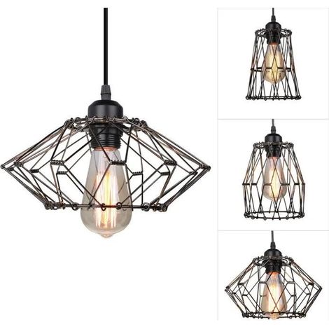 5 en 1 Lampe à suspension rétractable Noir pour Salon,Salle (1/4)