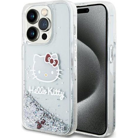 Hello Kitty HKHCP13XLIKHET iPhone 13 Pro Max 6.7 custodia rigida argento/argento con glitter liquido e ciondoli a forma di testa di gatto (1/5)