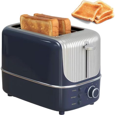 Grille-pain 2 Tranches, En Acier Inoxydable Avec Grille De Cuisson, 7 Niveaux De Brunissage, Fonctions Décongélation/annulation/réchauffage, Fentes Extra Larges, éjection Automatique Pour La Maison (1/5)