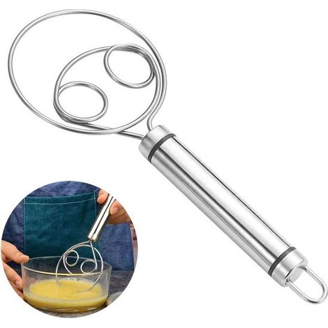 1 frusta danese per impasti, frusta in acciaio inox, frullatore a mano per impasto del pane olandese, utensili da cucina per la panificazione, utensili per la panificazione (1/5)