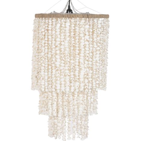Lampara Techo Conchas 40X40X70 Hecho A Mano Blanco (1/5)