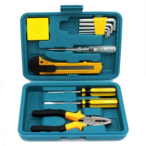 Ensemble de Boîte à Outils 12 Pièces 8012A - Kit d'Outils en Alliage avec Pince, Clé et Tournevis pour Voiture et Maison