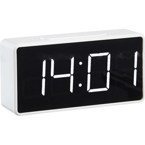 Réveil numérique LED grands chiffres, 2 luminosités, piles/USB, snooze, 12/24H, voyage