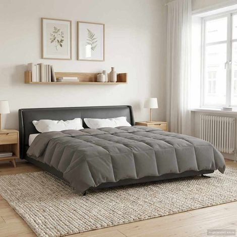vidaXL Duvet d'hiver Matelassé Gris clair 240 x 260 cm Microfibre (1/5)