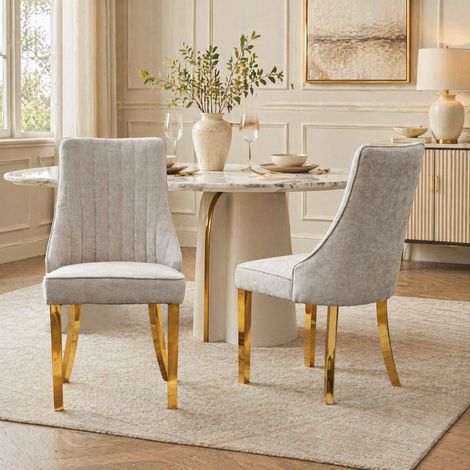 MEUBLIV silla de comedor 64x50x95,5 cm beige – respaldo alto, lote de 2 (1/5)