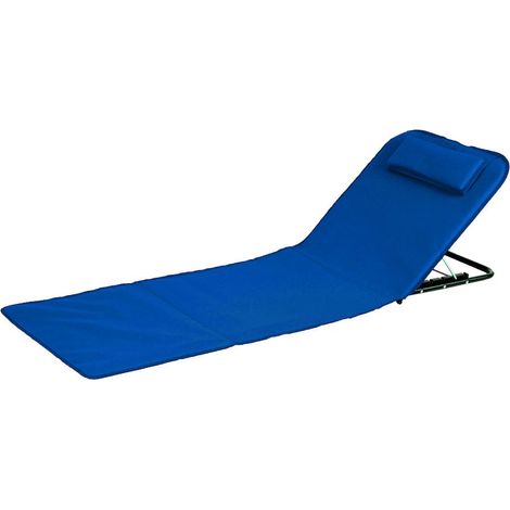 Stuoia Lettino da Spiaggia Rodi 49x170x26 cm Schienale Regolabile in Tessuto Oxford Azzurro (1/5)