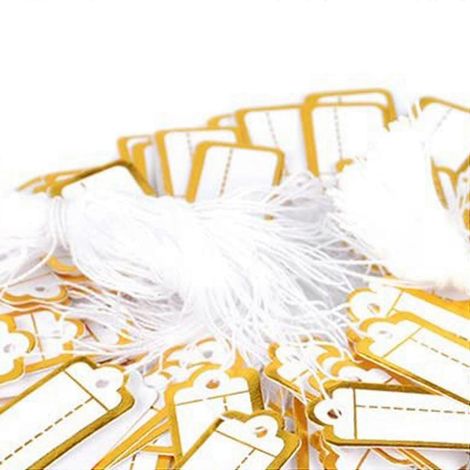 400 étiquettes de prix en papier pour bijoux avec ficelle de suspension, étiquettes de marquage, étiquettes d'affichage pour vêtements, vierges (Lab( )