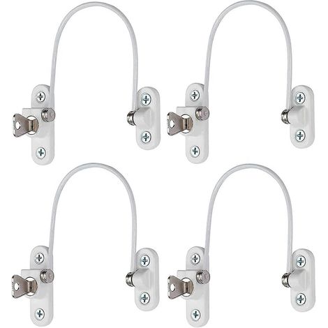 Verrou de sécurité pour fenêtre PCS, verrou de sécurité pour porte et fenêtre avec clé pour enfants, limiteur de vitesse antivol à câble pour porte coulissante en acier inoxydable avec vis (1/5)