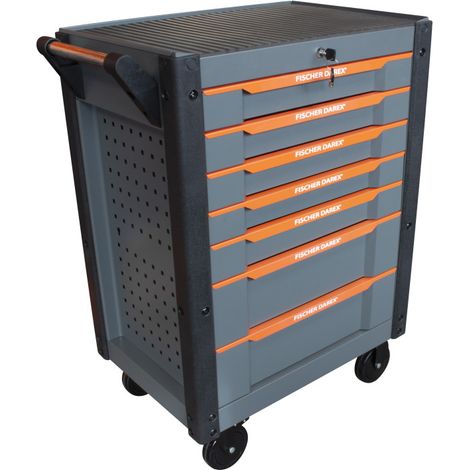 Fischer Darex – Servante d'atelier en acier 7 tiroirs – Tôle d'acier renforcée 0,8 mm – Charge maximale 900 kg – Plateau antidérapant