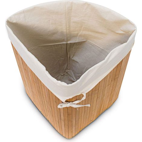 Cesto portabiancheria pieghevole con sacco triangolare 65 cm bambù natura 1300019024