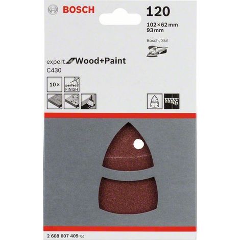2608607409 - Set di fogli abrasivi da 10 pz. C430 102 x 62, 93 mm, P120
