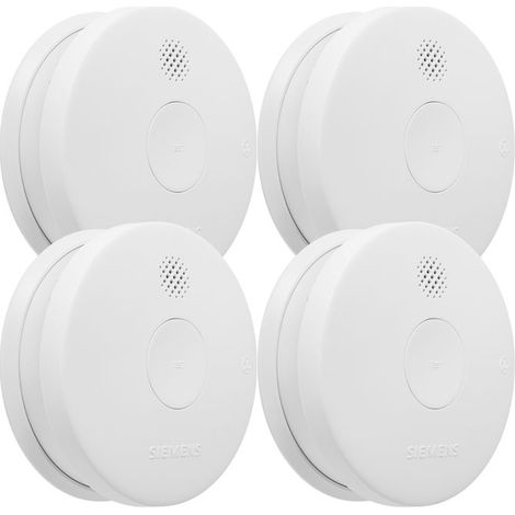 Siemens – Lot de 4 détecteurs de fumée NF – Autonomie 5 ans – Alarme 85 dB – Installation rapide par clipsage – Avertissement pile faible
