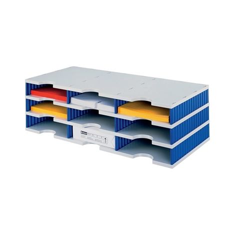 Sortierablage Trio 9 Fächer H223xB723xT331mm Polystyrol grau/blau STYRO (1/4)