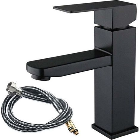 Black bathroom faucet, tall sink faucet, stainless steel, waterfall, matte black MUMU (1/4)