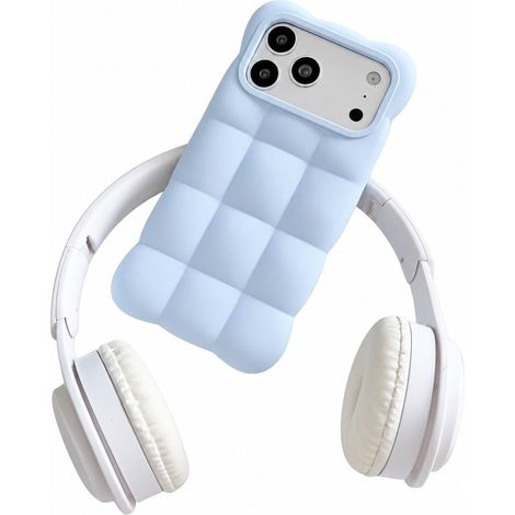Coque pour iPhone 18 Pro Max, silicone liquide, motif nuage, grille carrée, antichoc, blanc. Coque pour iPhone 17 Pro Max - Bleu ciel du matin. (1/5)