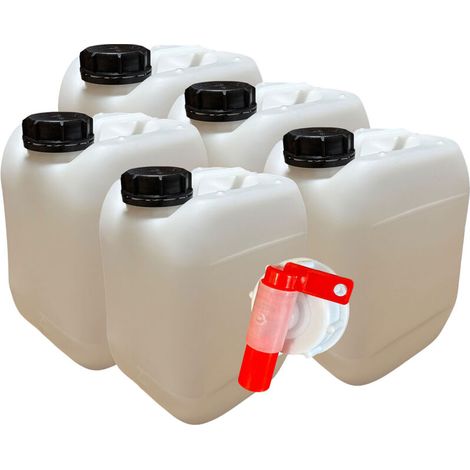 Negomix – Lot de 5 jerricans en plastique 10 L – Bouchon hermétique – Poignée ergonomique – Résistant aux chocs et produits chimiques (1/4)