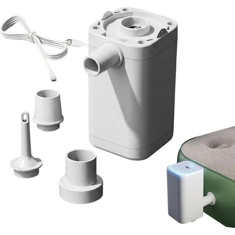 Bomba de aire recargable inalámbrica con 3 boquillas para piscina, camping, viajes, playa, uso al aire libre, jardín, patio, patio trasero, jardín (1/5)
