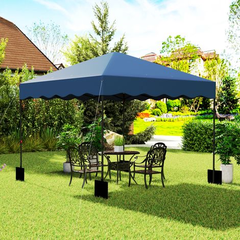 Tenda pieghevole 3x3 m con protezione UV, altezza regolabile e borsa con ruote per 6-9 persone, blu scuro