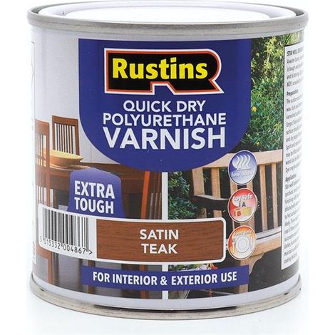 Rustins PSTEW250 Quick Dry Polyurethane Varnish Satin Teak 250ml PSTEW250 RUS4130