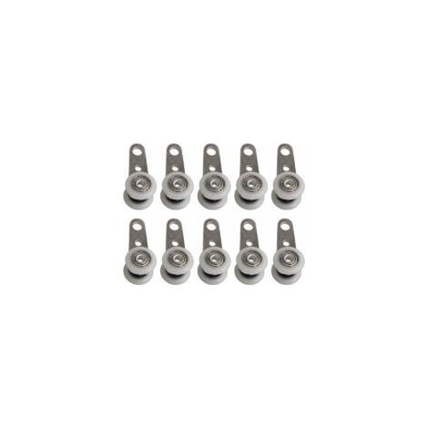 Lot De 10 Roulettes Pour Baies Vitrées Ou Portes Coulissantes - En Métal Et En Plastique - 4,5 X 1,9 Cm (1/5)