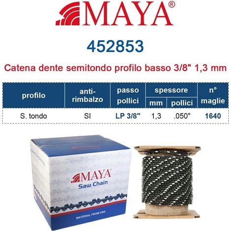 Rotolo Catena Motosega LP 3/8" - 1,3 mm .050" - 1.640 maglie Prof. S.tondo profilo basso con antirimbalzo 452853