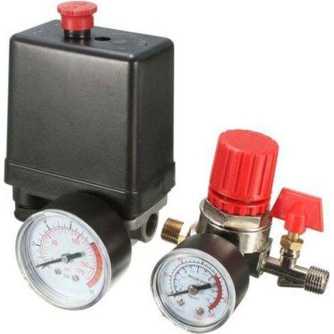 Mini Régulateur de Pression d'Air 240V 15A avec Jauge - Contrôle Interrupteur pour Compresseur (1/4)