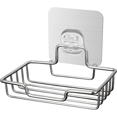 Porte-savon auto-adhésif sans trace, panier à savon en acier inoxydable, ne rouille pas, support de douche pour salle de bain (1/5)