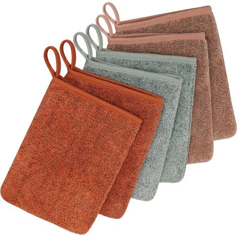 Gant de Toilette Microfibre Coton pour Bebe et Enfant - Gants de Toilette Microfibre Serviette Visage Réutilisable 6 Pièces-001 (1/5)