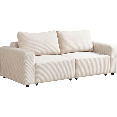 HOME DELUXE Modulares Schlafsofa VINA S, Beige - 210 x 92 x 85 cm - inkl. Stauraum  Cordsofa, Sofa mit Schlaffunktion, Couch  Cordsofa, Sofa mit Schlaffunktion, Couch