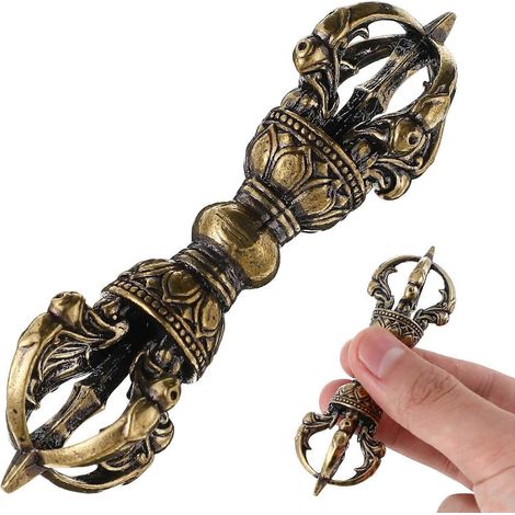 Pilon en laiton Vajra Dharma, ornement artisanal, style rétro bouddhique, Dorje, décoration tibétaine, Phurba, décoration intérieure, Dorge, bronze, fait main (1/5)