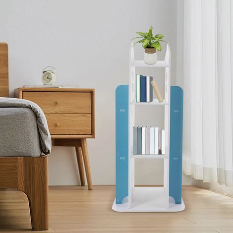 Étagères décoratives créatives multicouches, étagères bleues pivotantes à 360 degrés, étagères pour enfants à quatre niveaux coin lecture (1/5)
