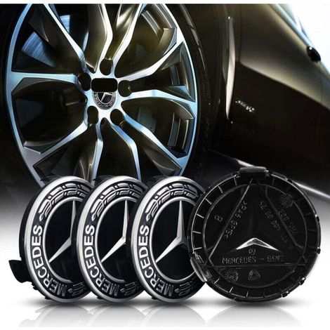 Set di 4 coprimozzi per Mercedes-Benz da 75 mm in alluminio + ABS, coprimozzi centrali in ABS, accessori per auto