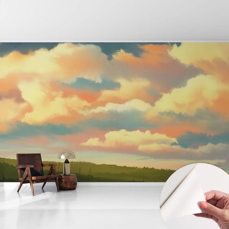 Papier peint adhésif autocollant pour salon chambre à coucher peint imprimé pour mur Ciel et nuages 416x254 cm (1/5)