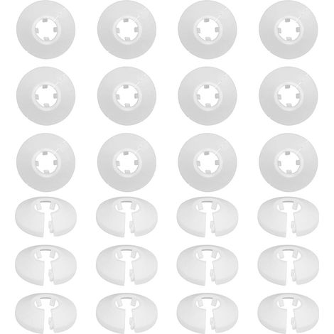 24 pezzi Morsetti per tubi in plastica per tubi Rosetta rotonda bianca Diametro 16 mm Copertura per tubi per radiatori Riscaldamento Idraulico Copertura per fori a parete Pavimento per tubature del ru