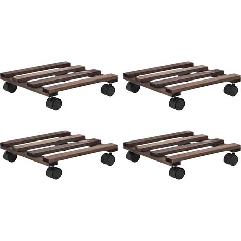 Étagère à plantes roulant Meuble Support Plante - Bois de cèdre 4 pcs 25 x 25 cm BV419883 - BonneVie (1/5)