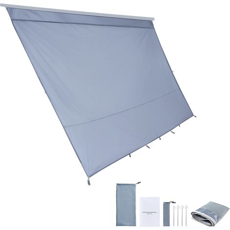 Mophorn Paroi Avant pour Store de Camping-car 2x3,7 m, Compatible avec Auvent 4 m, Protection Solaire pour Caravane, avec Couverture Zippée en PU UV50+ et Maille Polyester Renforcée (1/5)