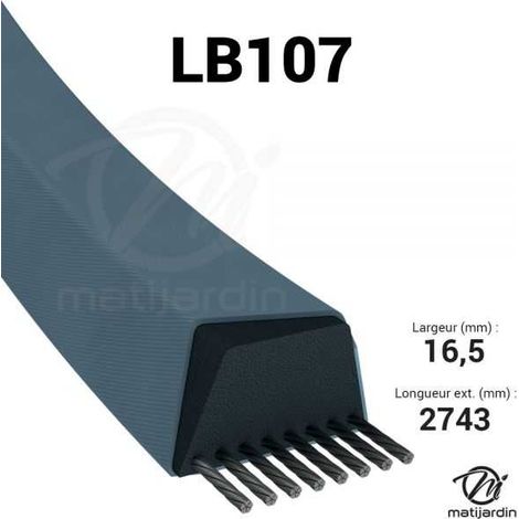 Courroie tondeuse Mitsuboshi LB107 trapézoïdale  16,5 x 2729 mm (1/4)
