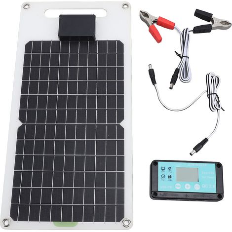 Contrôleur de charge solaire 100 A 12 V 24 V Panneau en silicium monocristallin 50 W avec double port de sortie USB TYPE C DC pour téléphone, camping-car, caméra de sécurité