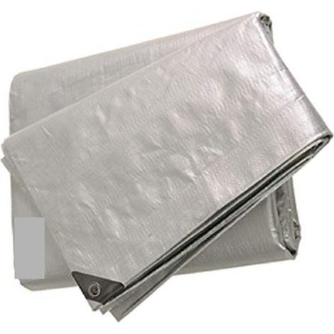 TELONE OCCHIELLATO  8X10 MT  - tipo pesante 180GR/mq - Rinforzato telo argento