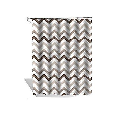 Duschvorhang, braun, schimmelresistent und wasserdicht, geometrisches Design, mit 12 Haken, schnelltrocknend, beschwert, 150 x 180 cm