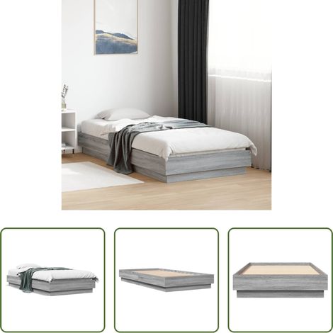 vidaXL Estructura de cama madera de ingeniería gris Sonoma 75x190 cm (1/5)