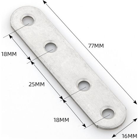 20 PCS Flat Perforated Assembly Plates (77 x 16 x 1.8mm) Connecting Plates Connection Plates, Straight Flat Metal Fixing Brackets, Galvanized Steel (1/3)